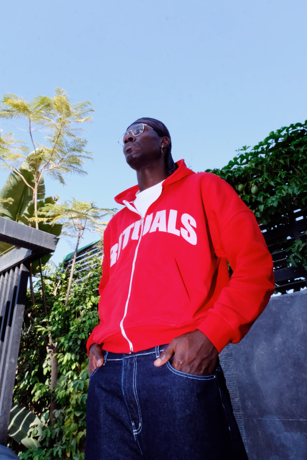 Rituals Red Zip Hoodie Men